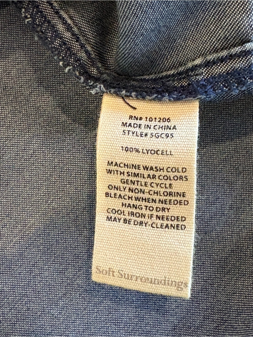 Soft Surroundings Je Veux TENCEL Navy Denim Short-Sleeve Button-Front Tunic - Picture 5 of 8